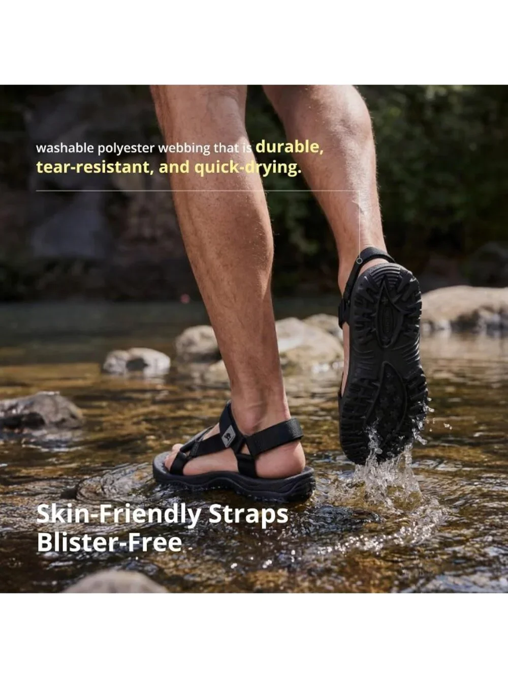 Men's Black Comfortable Athletic Hiking Sport Sandals Outdoor Beach Shoes